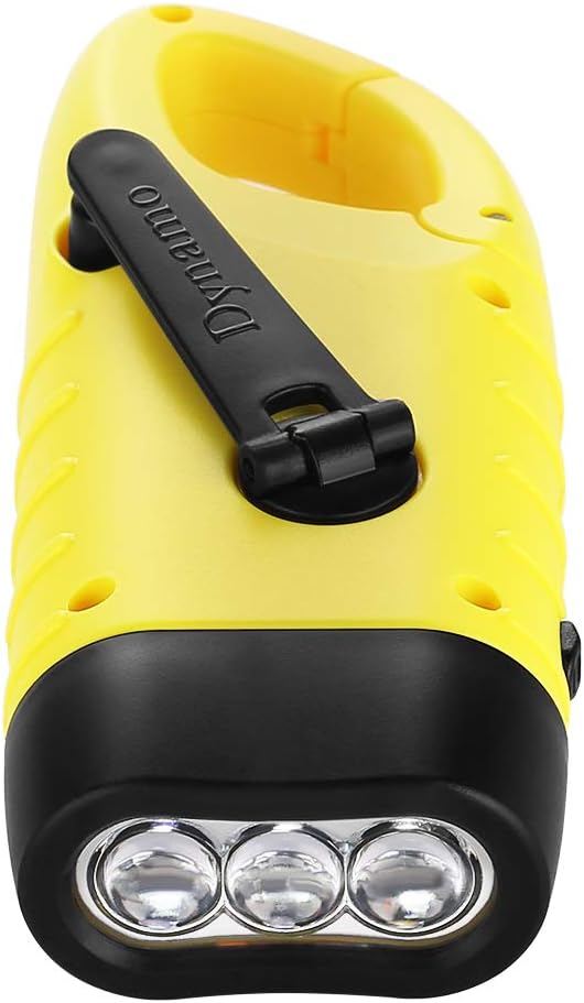 Simpeak [ 2-Pack] Hand Crank Solar Powered Flashlight, Emergency Rechargeable LED Flashlight, Survival Flashlight, Quick Snap Carbiner Dynamo Flashlight Torch for Outdoor Sports, Green+Yellow - - 