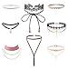 Pearlplus 8 PCS Velvet Choker Necklace Set Classic Choker with Pendant for Women