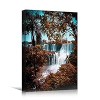 Canvas Wall Art Mountain Waterfalls Landscape Multicolor Photography Relax/Calm Traditional Waterfall - 12x18 inches