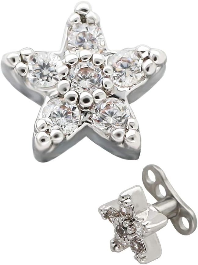 1PCS Excepro Dermal Anchor G23 Titanium White Little Star CZ Body Jewelry Anchor Dermal Tops Stud