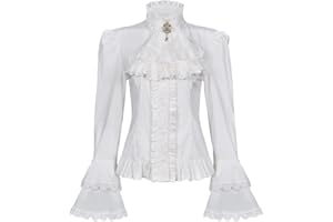 YIRANYIJIU Victorian Blouse Womens Gothic Lolita Shirt Vintage Long Sleeve Lotus Ruffle Tops