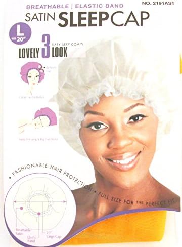 Yellow, Satin Sleeping Cap, Breathable and Comfortable Material, Elastic Band, Large Size 20"