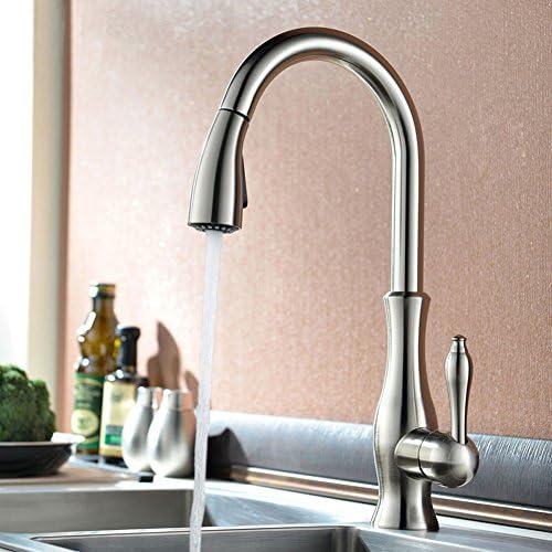 BOHARERS High Arch Single Handle Pull Down Sprayer Pull Out Kitchen Faucets, Brushed Nickel