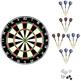 Linkvisions Sisal/Bristle Dartboard with Staple-Free Bullseye, Size 17.8â€x1.5â€, 15 Steel Tip 18g Darts with Strong Aluminum shafts and Flights, Dartboard Mounting Kits Included (DB & 5 Darts Set)