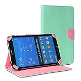 Universal 7 inch Tablet Case, GMYLE Universal Clutch Purse case for 7 to 8 inch tablet Android Tablet, LG G Pad, Verizon Ellipsis 7 inch, Blackberry Playbook , Dell Venue 7, asus memo pad HD 7, Hisense Sero 7 pro lite, Lenovo IdeaTab Miix2 - Mint Green & Pink Cross Pattern PU Leath