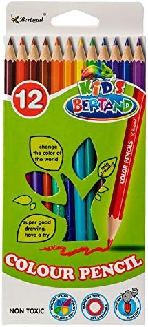 Coloured Pencils – 12 Colours – Pre-Sharpened Picket Pencils for Artwork Initiatives and Coloring – Child’s Bertrand [1 Pack]