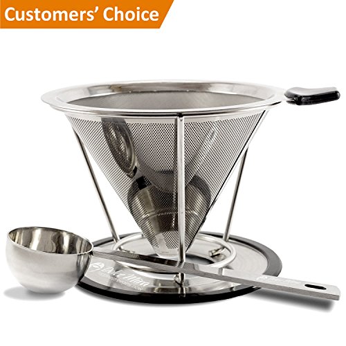 Pour Over Coffee Maker - Clever Coffee Dripper - Stainless Steel Reusable Drip Coffee Filter with Spoon
