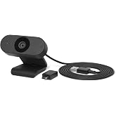 Amazon Basics Webcam with Microphone, Up to Full HD 1080p Webcam, Black