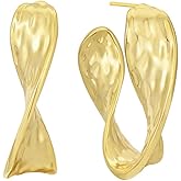 Unique Twist Mobius Gold Hoop Stud Earrings for Women Dangle Drop 14K Gold Filled Hypoallergenic Simple Trendy Dainty Earrings Jewelry Gifts