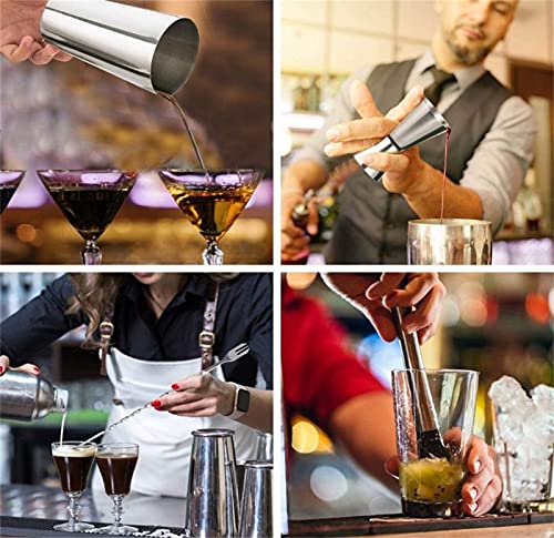 7Pcs Cocktail Shaker Set,Martini Shaker Kit,25oz Drink Shaker With Built ,2 Liquor Pourers,Hawthorne Strainer，A Stirring Spoon,Stainless Steel Double Measuring Jigger,Stainless Steel Bar Tools