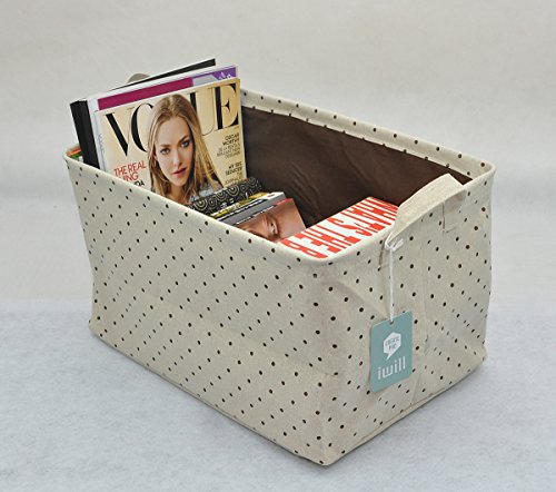 Drawstring Closure for Dust-proof, Storage Box with Handles, Best Storage Container for Clothes/books/ Cosmetics Organization on the Table or in Closet, Khaki Dot - Thumbnail 2