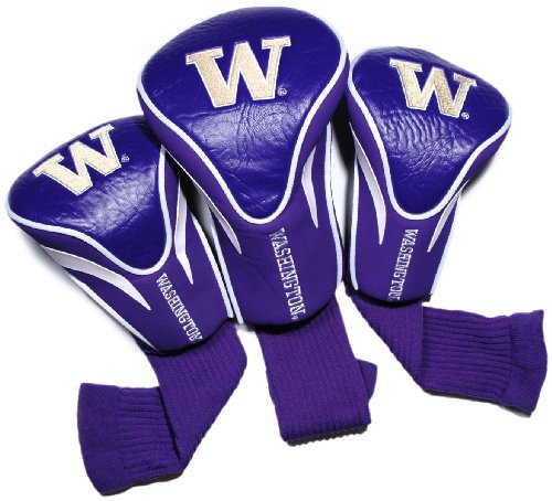 Team Golf NCAA Washington Huskies Contour Golf Club Headcovers (3 Count), Numbered 1, 3, & X, Fits Oversized Drivers, Utility, Rescue & Fairway Clubs, Velour lined for Extra Club Protection