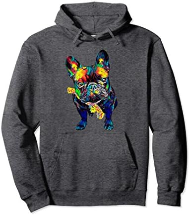 Unisex French Bulldog Hoodie Pullover Shirt Home Cute Dog Small Dark Heather