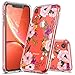 iPhone XR Case, LUHOURI Clear iPhone XR Case, Girls Women Pink Floral Heavy Duty Protective Hard PC Back Case with Shockproof Slim TPU Bumper Cover Phone Case for iPhone XR