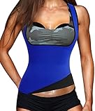 Ursexyly Burning Fat Sauna Sweating Vest Shirt Neoprene Hot Waist Trainer Tank Top No Zip Easy Wear (L, US 12-14, Blue Sauna Sweating Vest)