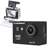 Floureon Y8-P Waterproof Wireless Mini WiFi Action Sports Camera 2.0 Inch LCD Display H264 1080P HD 12Mp TV PC Camera 140° Wide-Angle USB Output, Black