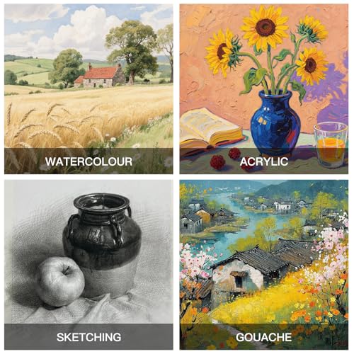 Fuumuui 100% Cotton A4 Watercolour Paper- Upgraded Version, 22 Sheets Cold Pressed Watercolour Paper Block - 140LB/300GSM Art Paper for Watercolour Gouache Ink