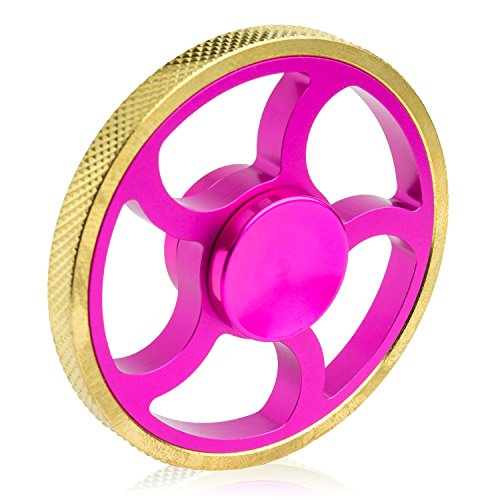 Friendly Fidgets Round Fidget Spinner Prime Stress Reducing EDC Wheel Spinning Fidget Toys for Kids and Adults with Anxiety 360 Spinner 4+ Minute Spins (Circle Fidget Spinner, Pink)