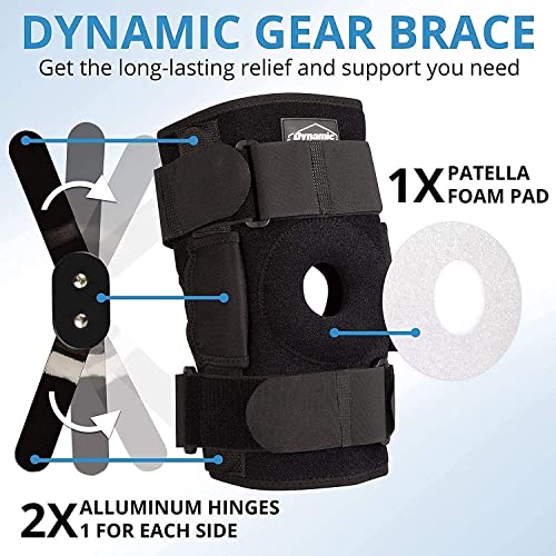 Dynamic Gear Open Patella Stabilizing Knee Brace with Dual Aluminum