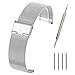 Top Plaza 20mm Stainless Steel Bracelet Wrist Watch Band Replacement Mesh Metal Strap Interlock Safety Clasp(Silver)