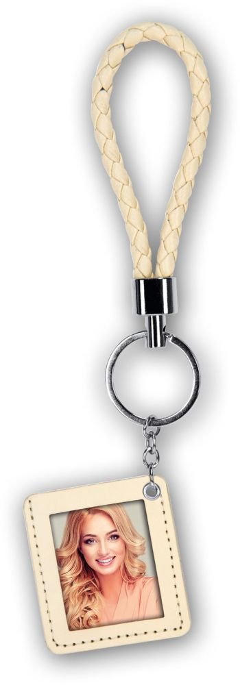 Zep AK8C Key Fob with Photo in Imitation Leather, Cream