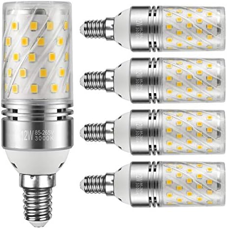 Yiizon 12W LED Corn Bulbs, Candelabra LED Light Bulbs, 3000K Warm White, 1200LM, E14 Base, 100W Incandescent Equivalent, Non-dimmable, Pack of 5