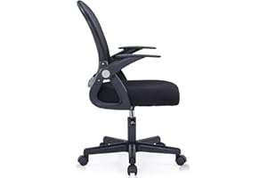 GERTTRONY Small Office Chair with Flip up Armrests Mid Back Task Chair with Lumbar Support Mesh Computer Chair for Conference