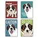 Pop Doggie St Bernard Refrigerator Magnets with Funny Sayings (Set of 4)