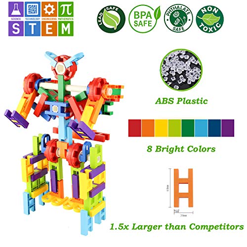 MEIGO STEM Toys - Toddlers Educational Construction Engineering Building Blocks Set Best Preschool Learning Toy Gift Kit for Kids 3 4 5 6 7 8 Year Old Boys Girls (118pcs)