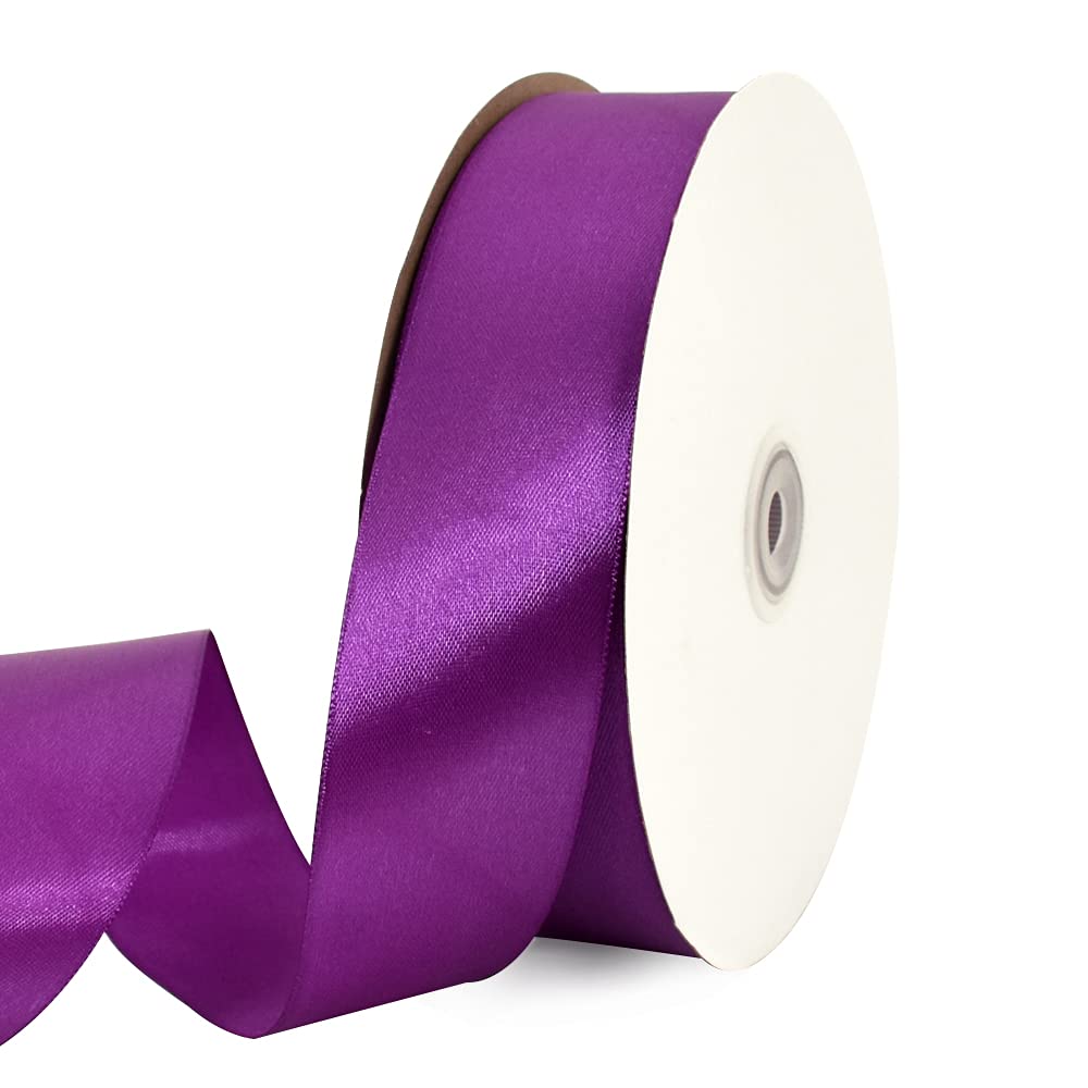 TONIFUL 1-1/2 Inch (40mm) x 100 Yards Purple Wide Satin Ribbon Solid Fabric Ribbon for Gift Wrapping Chair Sash Valentine's Day Wedding Birthday Party Decoration Hair Floral Craft Sewing