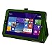 Mama Mouth PU Leather Folio 2-Folding Stand Cover for Insignia Flex 8 Bundle with Stylus - Green