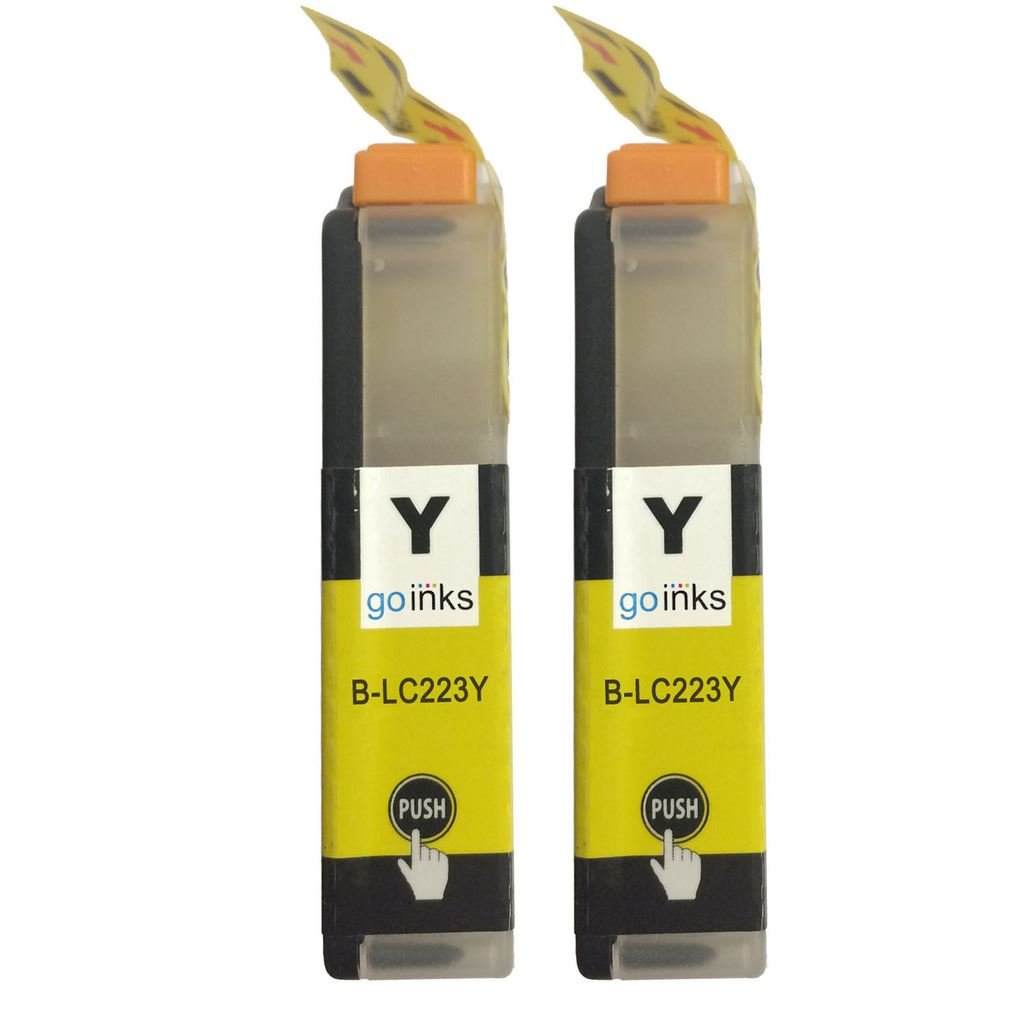 Go Inks Compatible Magenta LC223Y Ink Cartridge - 2 Pack Replacement for Brother DCP & MFC Printers - High Capacity (10ml) - 2x Yellow