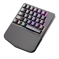 lzndeal Wired Gaming Keyboard,Mini Mechanical Keypad,PUBG Game,for Dota,28 Keys Wired Mini Keyboard Rainbow Backlight One Hand USB Keypad for Dota OW PUBG Game