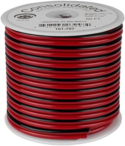 Consolidated 12 AWG 2-conductor Power Speaker Wire 50 ft. (Red/Black)