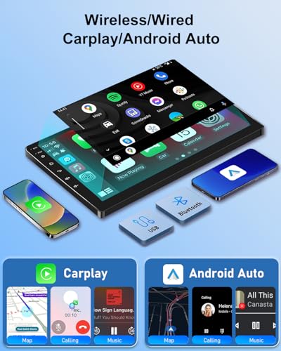 NHOPEEW 2G+64G Android Car Radio for Citroen C4/DS4 2012-2018 - Wireless Carplay & Android Auto - 10 Inch Android Stereo with WiFi EQ GPS Mirror Link FM RDS + AHD Camera & Mic