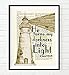 He turns my darkness into Light - 2 Samuel 22:9 Christian UNFRAMED reproduction art PRINT, Lighthouse Vintage Bible verse scripture gift, 8x10 inches