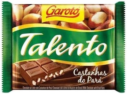 Garoto Talento Milk Chocolate with Brazil Buts Castanhas do Para 3.53 oz 100g (2 Pack)