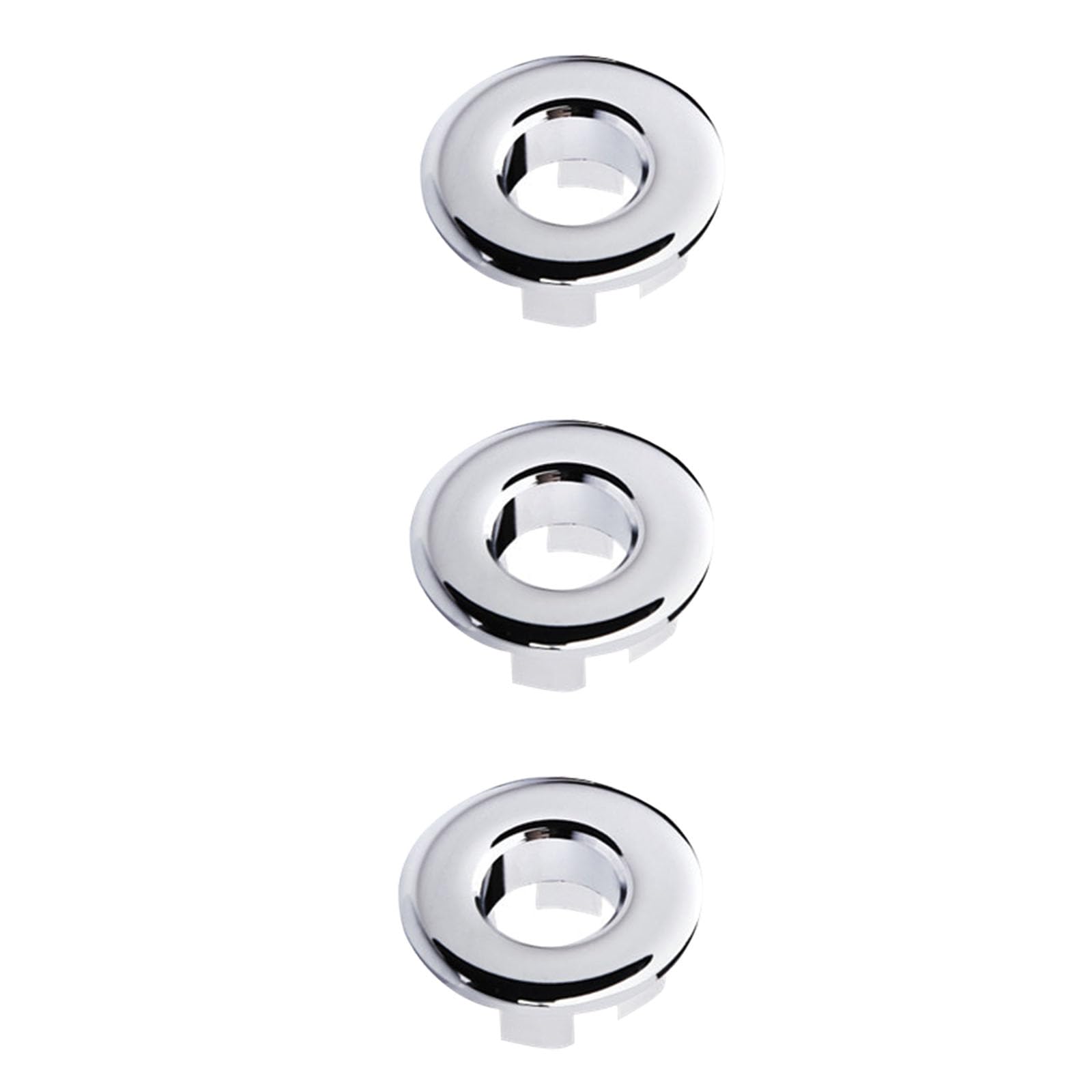 Overflow Rings, Copper Sink Overflow Caps, Round Basin Drain Hole Covers for Bathroom, Kitchen, 3 Pcs, Bright Silver
