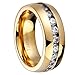 8MM Comfort Fit Titanium Wedding Band Gold-Plated Engagement Ring Cubic Zirconia SPJ