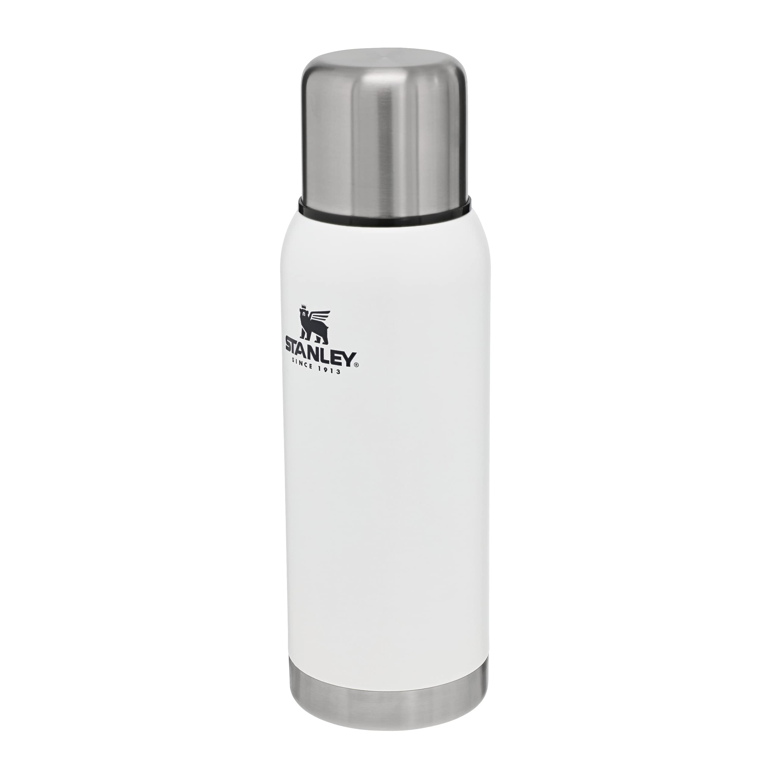 STANLEY 1913 Adventure Stainless Steel Thermal Flask 1L - Keeps Cold for 24 Hours - BPA-Free - Coffee Flask - Leakproof Lid Doubles As Cup - Polar White