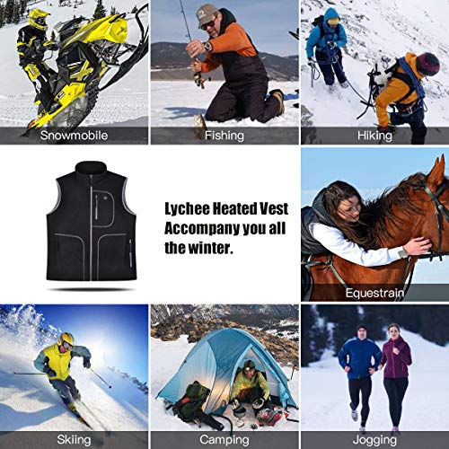 image for lychee Men's Lightweight Fleece Heated Vest Electric Warm Waistcoat Ve