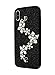 Omio for iPhone Xs Glitter Diamond Case with Finger Loop Strap Hand Chain Holder Bracelet Shiny Flower Luxury Cover Bling Crystal Sparkle Rhinestone Protective Floral
