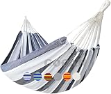 GOCAN Double Brazilian Hammock 2 Person Extra Large 220 x 150 cm Grey Stripe