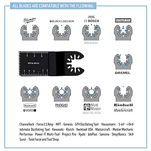 10pcs Wood Professional Oscillating Multi Tool Quick Release Saw Blades for Fein Multimaster, Dremel Multi-Max, Dewalt, Craftsman, Ridgid, Makita, Milwaukee, Rockwell, Ryobi