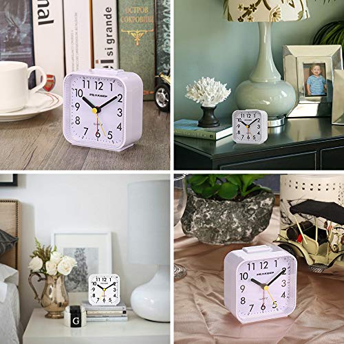 Peakeep Small Battery Operated Analog Travel Alarm Clock Silent No