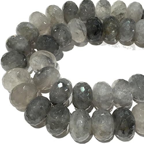 [AfricaGemsUSA] African Cloudy Quartz- Grade AA 12x18mm Faceted Rondelle Beads. Approx. 8"