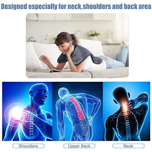 Tech Love XL Electric Shoulder Heating Pad for Neck Shoulders and Back Pain Relief with Fixation Strap Moist Heat Pad Wrap with Auto Shut Off 24” x 25” - Charcoal Gray - Thumbnail 4