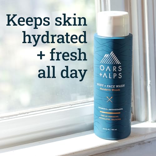 OARS + ALPS BODY WASH FOR MEN, MENS BODY WASH & FACE CLEANSER WITH VITAMIN E & ANTIOXIDANTS, MOISTURIZING, PARABEN & SULFATE FREE CLEANSER, MANDARIN WOODS, 1PK