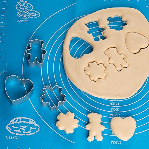 GALYGG Rolling Pin and Silicone Baking Pastry Mat Set, Dough Board with Measurements Reusable Non-Stick and Easy to Clean,Silicone of Highest Grade FDA Certified
