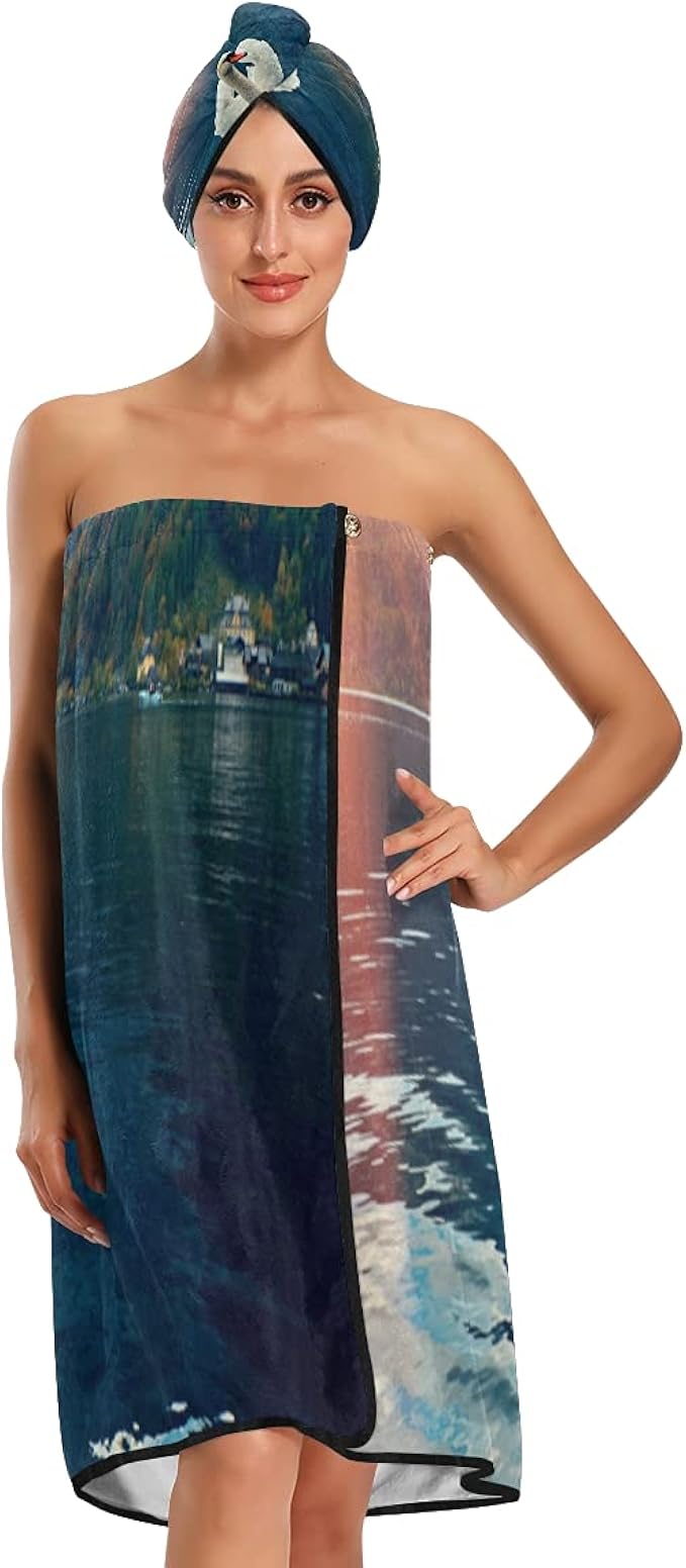 Towel Wraps For After Shower Beautiful White Swans Dancing Printed Bath